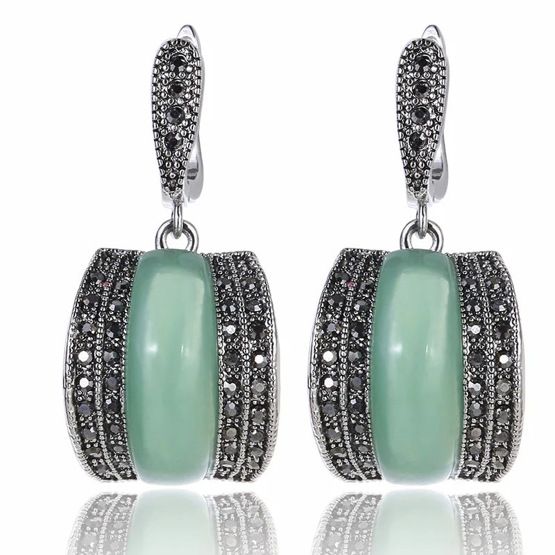 Silver & Zinc Alloy Rhinestone Stone Earrings