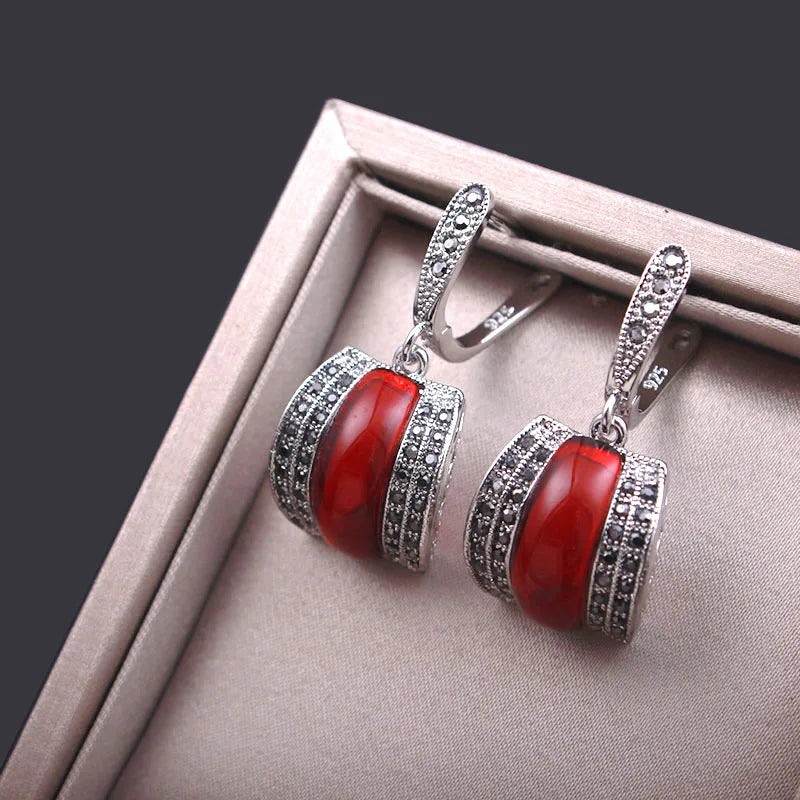 Silver & Zinc Alloy Rhinestone Stone Earrings