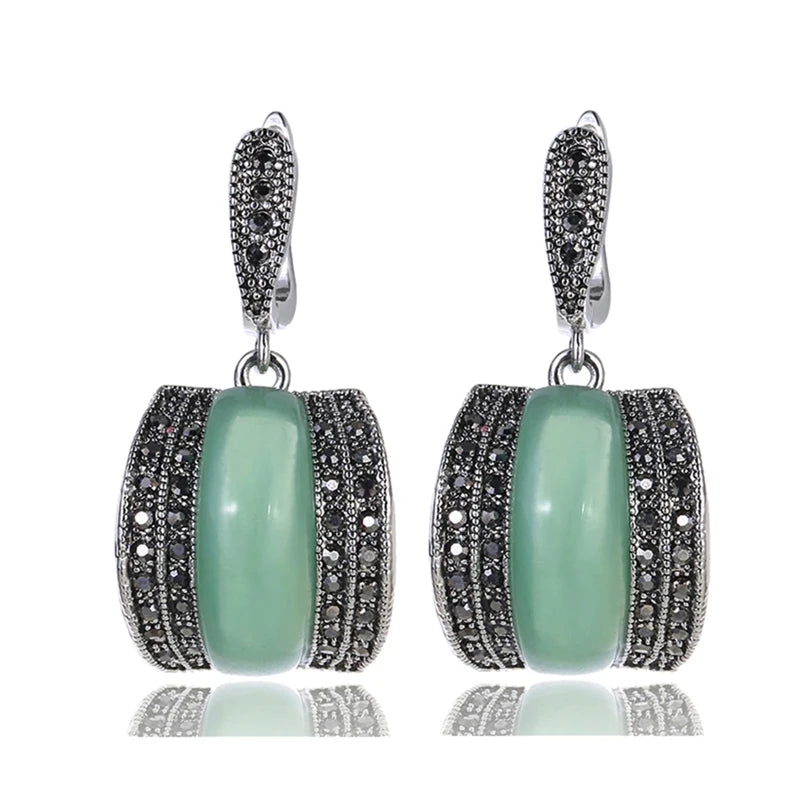 Silver & Zinc Alloy Rhinestone Stone Earrings