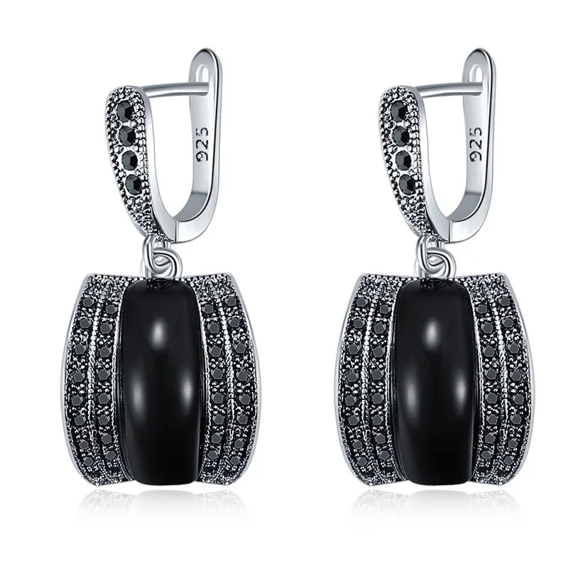 Silver & Zinc Alloy Rhinestone Stone Earrings