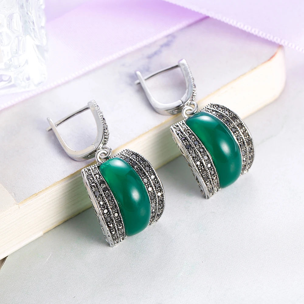 Silver & Zinc Alloy Rhinestone Stone Earrings