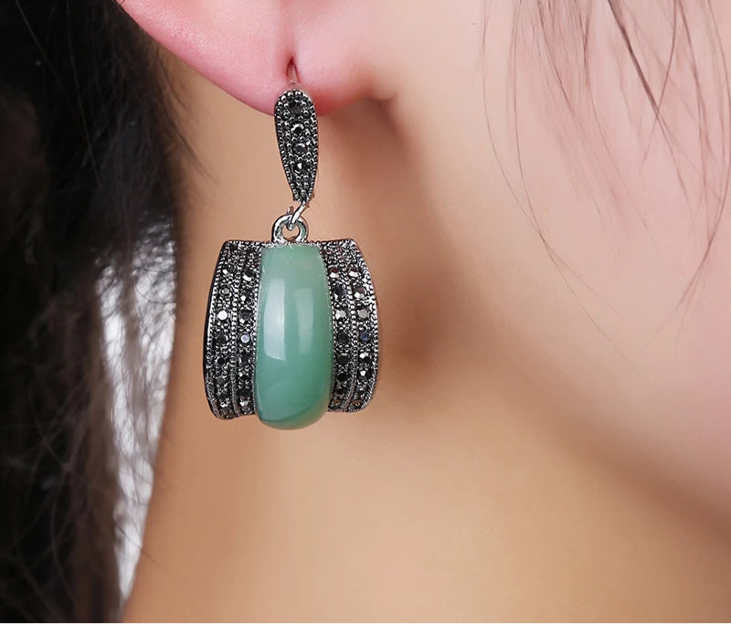 Silver & Zinc Alloy Rhinestone Stone Earrings