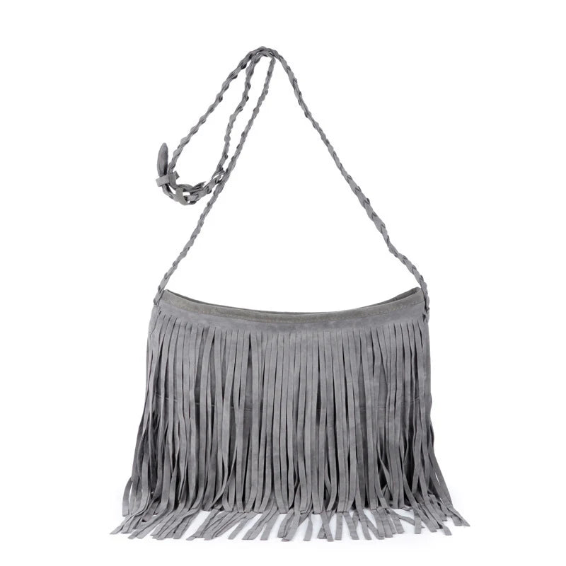 Gray Boho Shoulder Bag