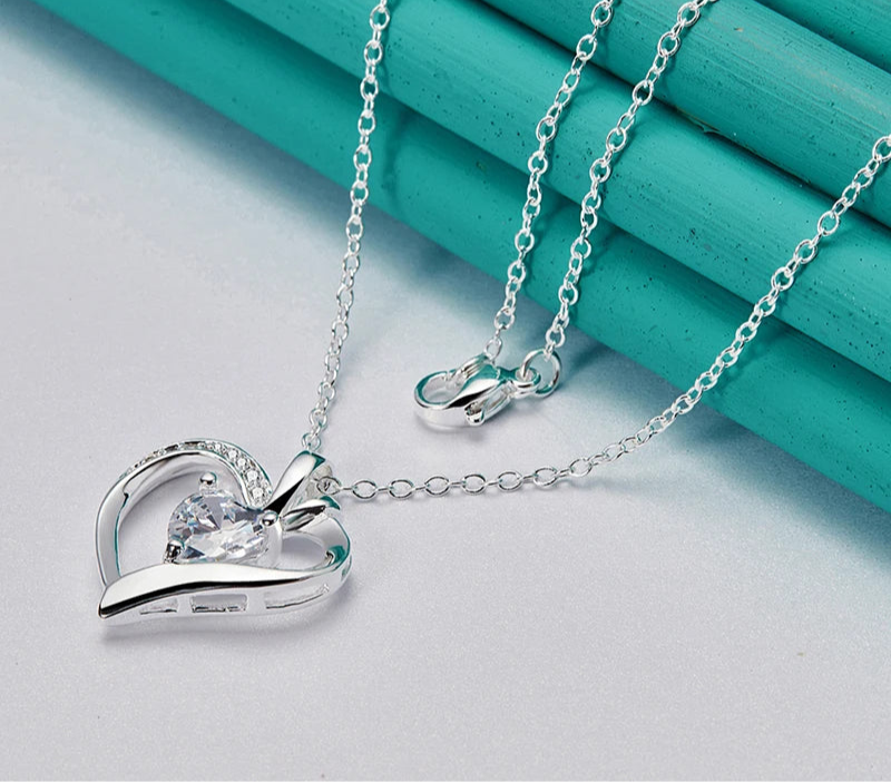 Silver Heart Pendant & Necklace