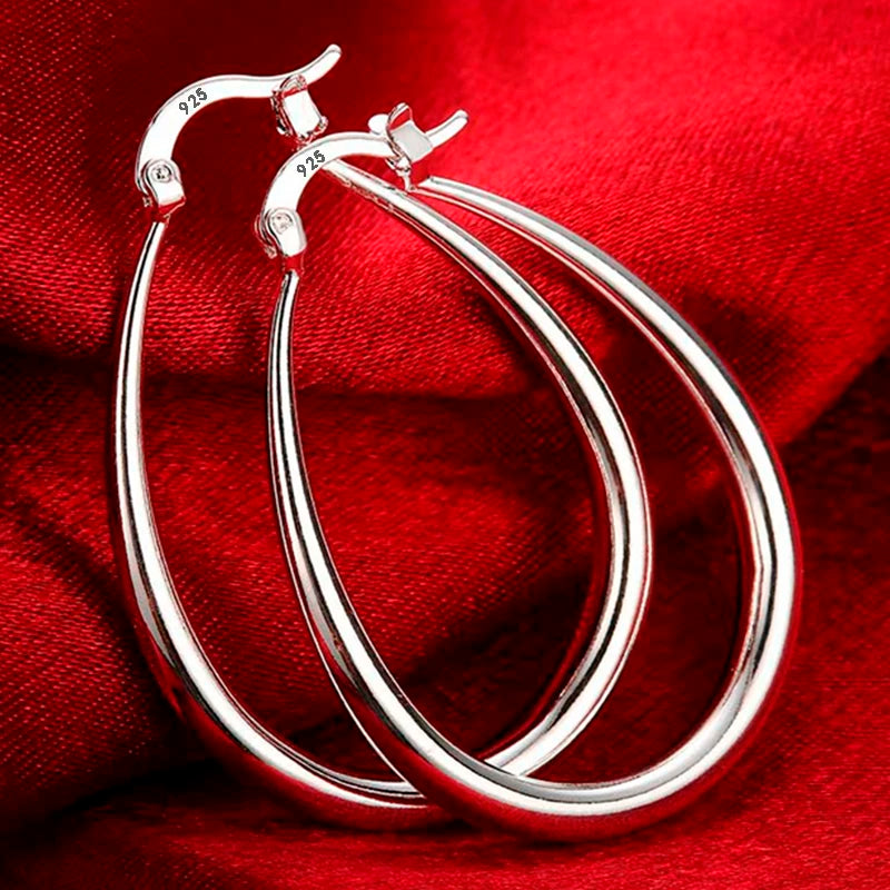 925 Sterling Silver 41mm Big Hoop Earrings