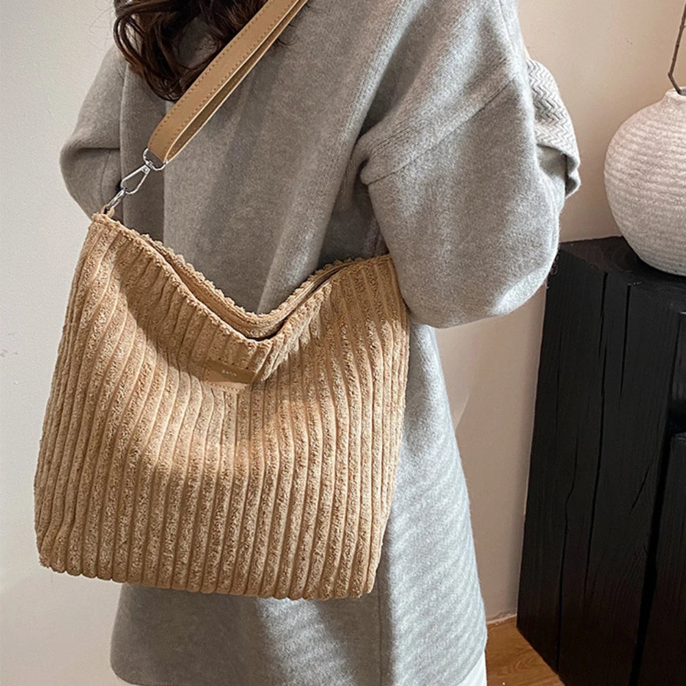 Plush Corduroy Crossbody Bag