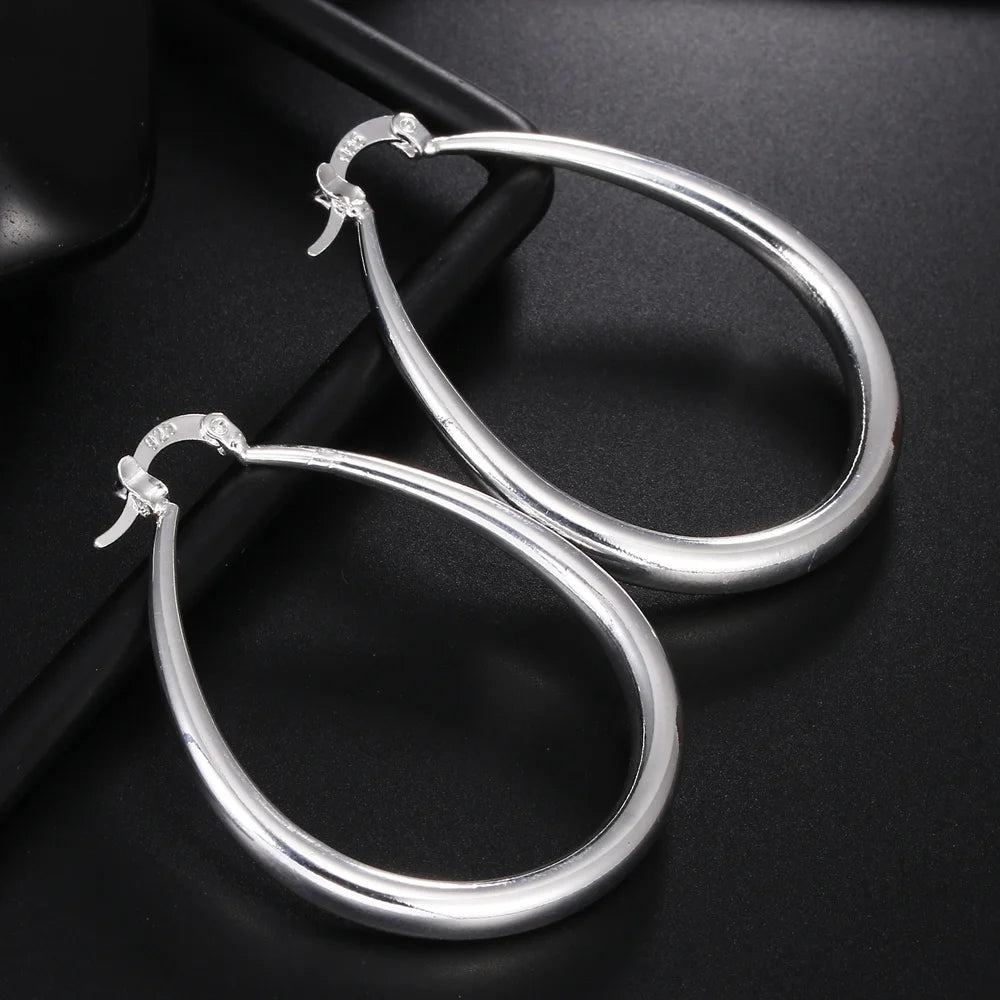 925 Sterling Silver 41mm Big Hoop Earrings