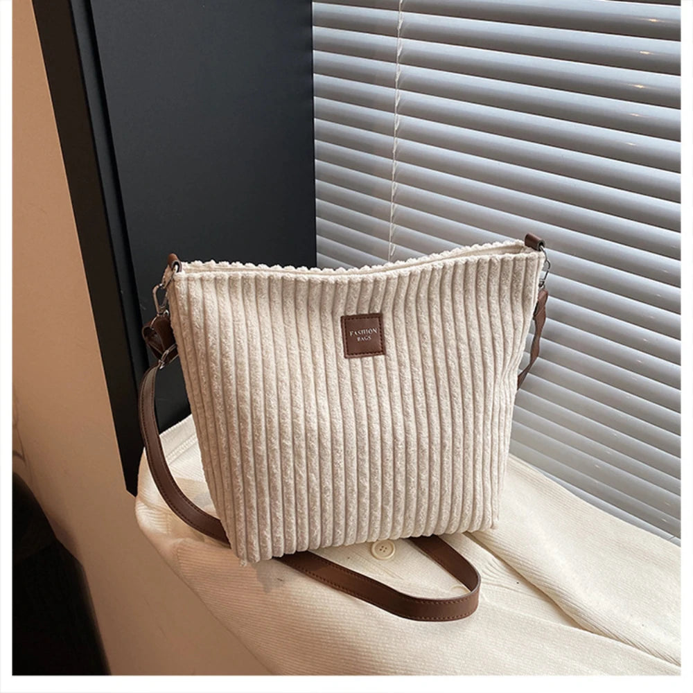 Plush Corduroy Crossbody Bag