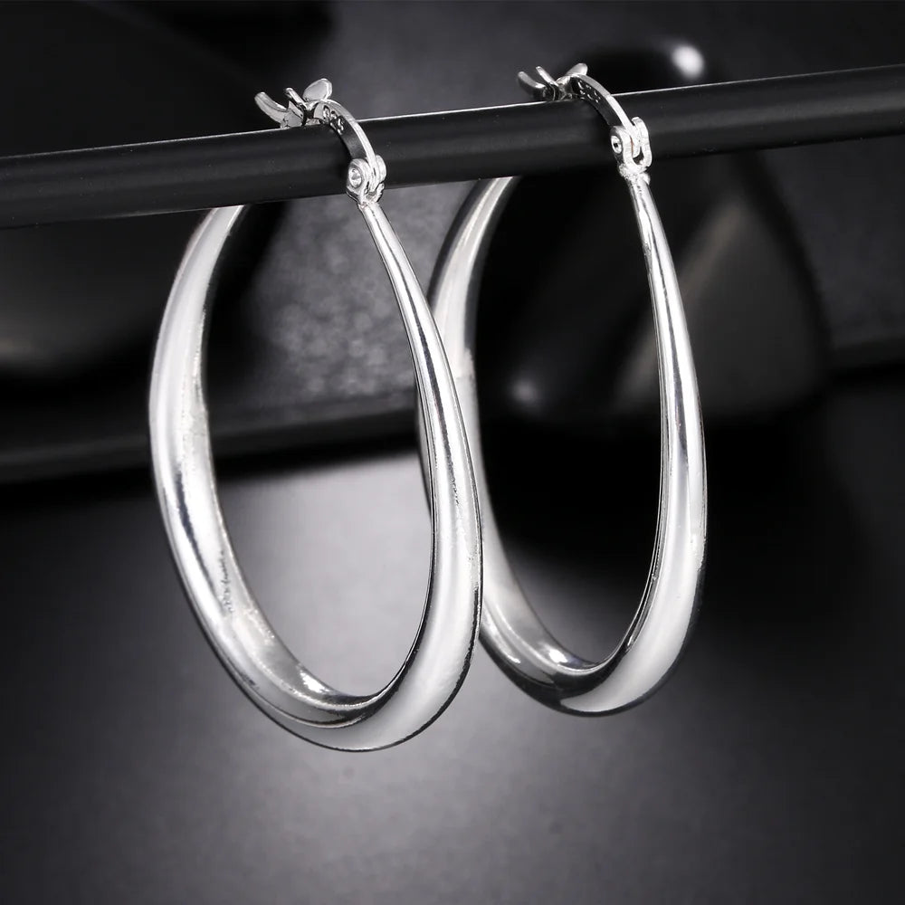 925 Sterling Silver 41mm Big Hoop Earrings