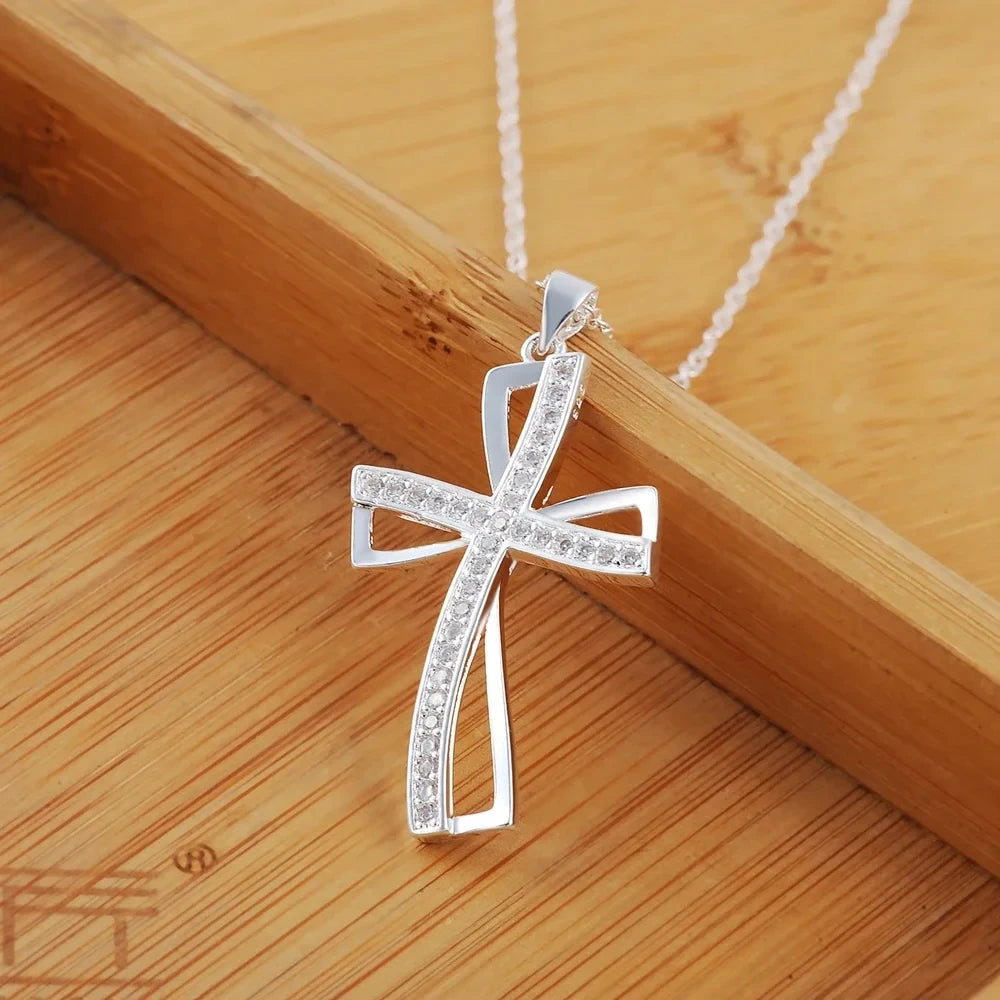 Silver Necklace & Cross Charm