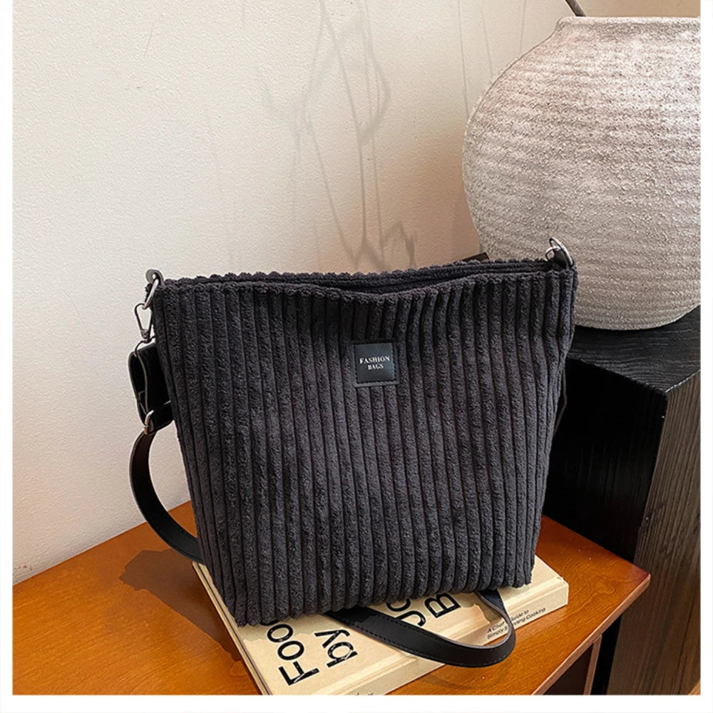 Plush Corduroy Crossbody Bag