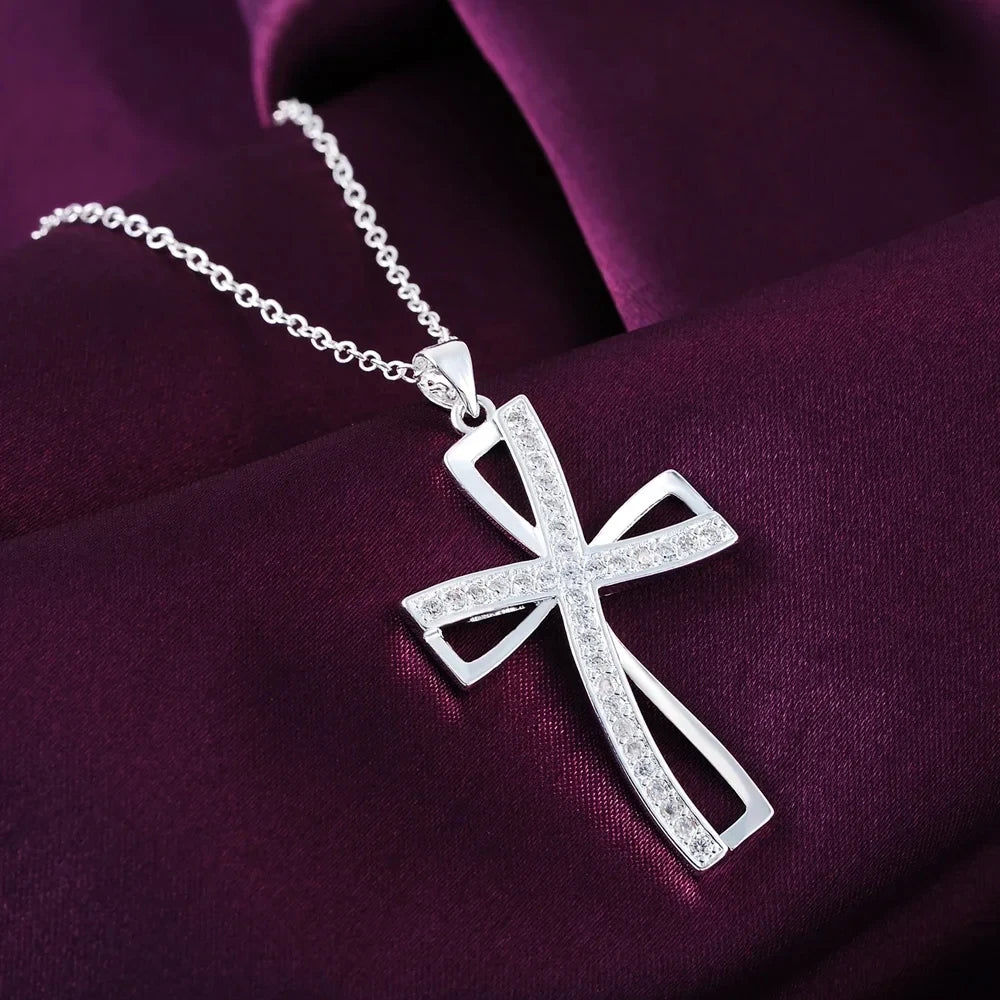 Silver Necklace & Cross Charm