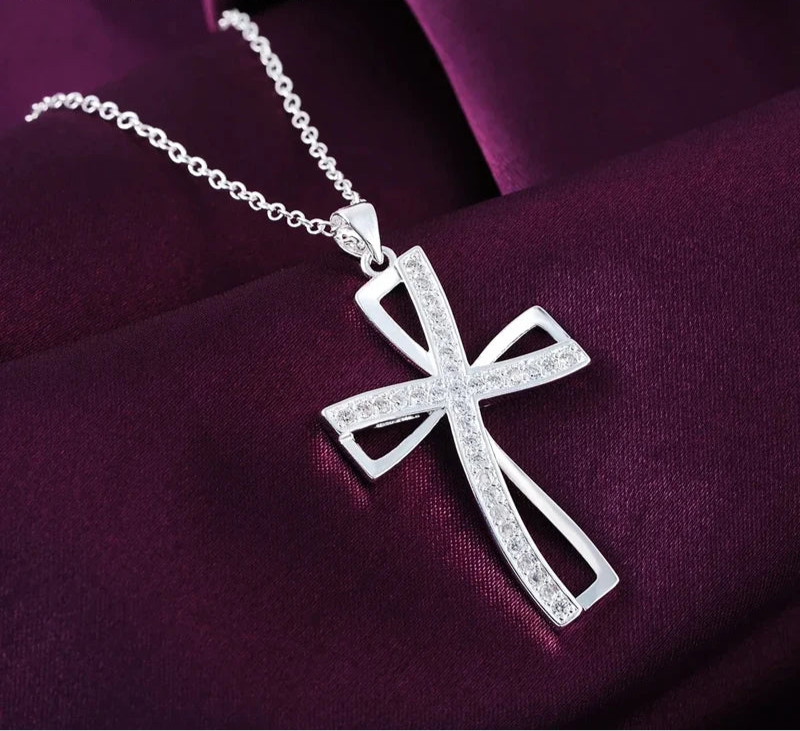 Silver Necklace & Cross Charm