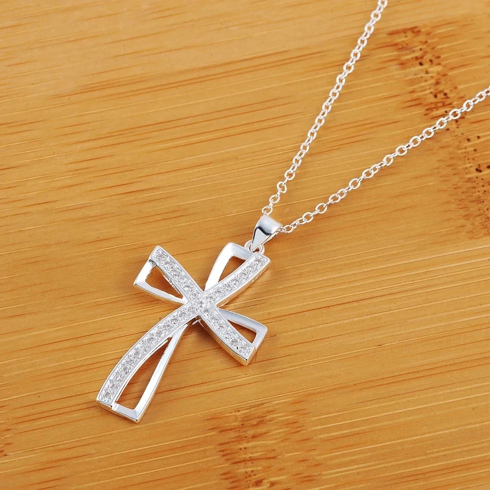 Silver Necklace & Cross Charm