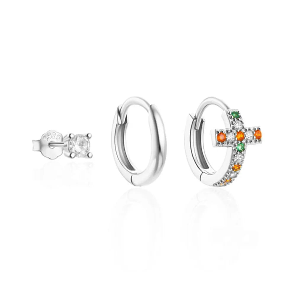 Silver 3-piece Earrings Set