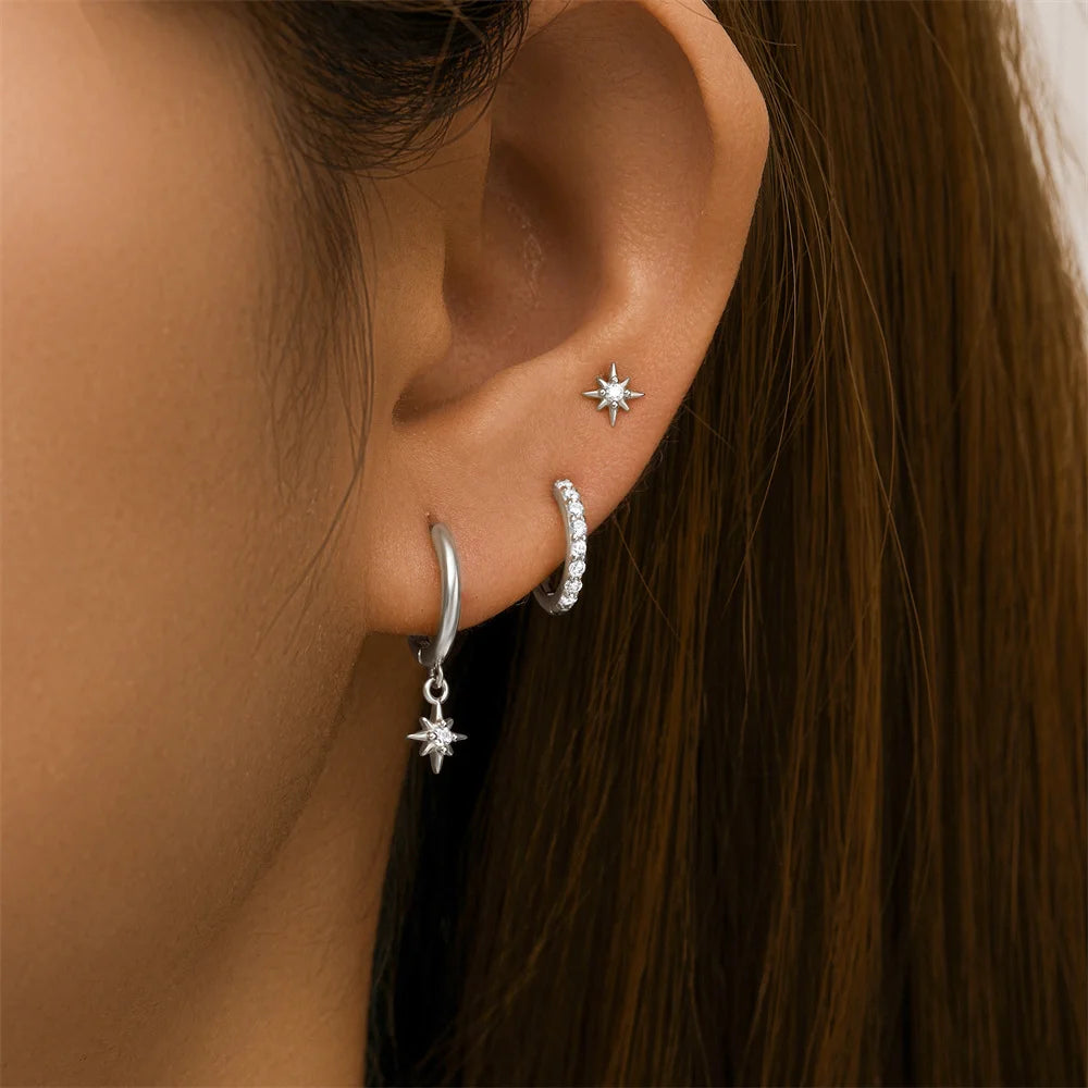 Silver 3-piece Earrings Set