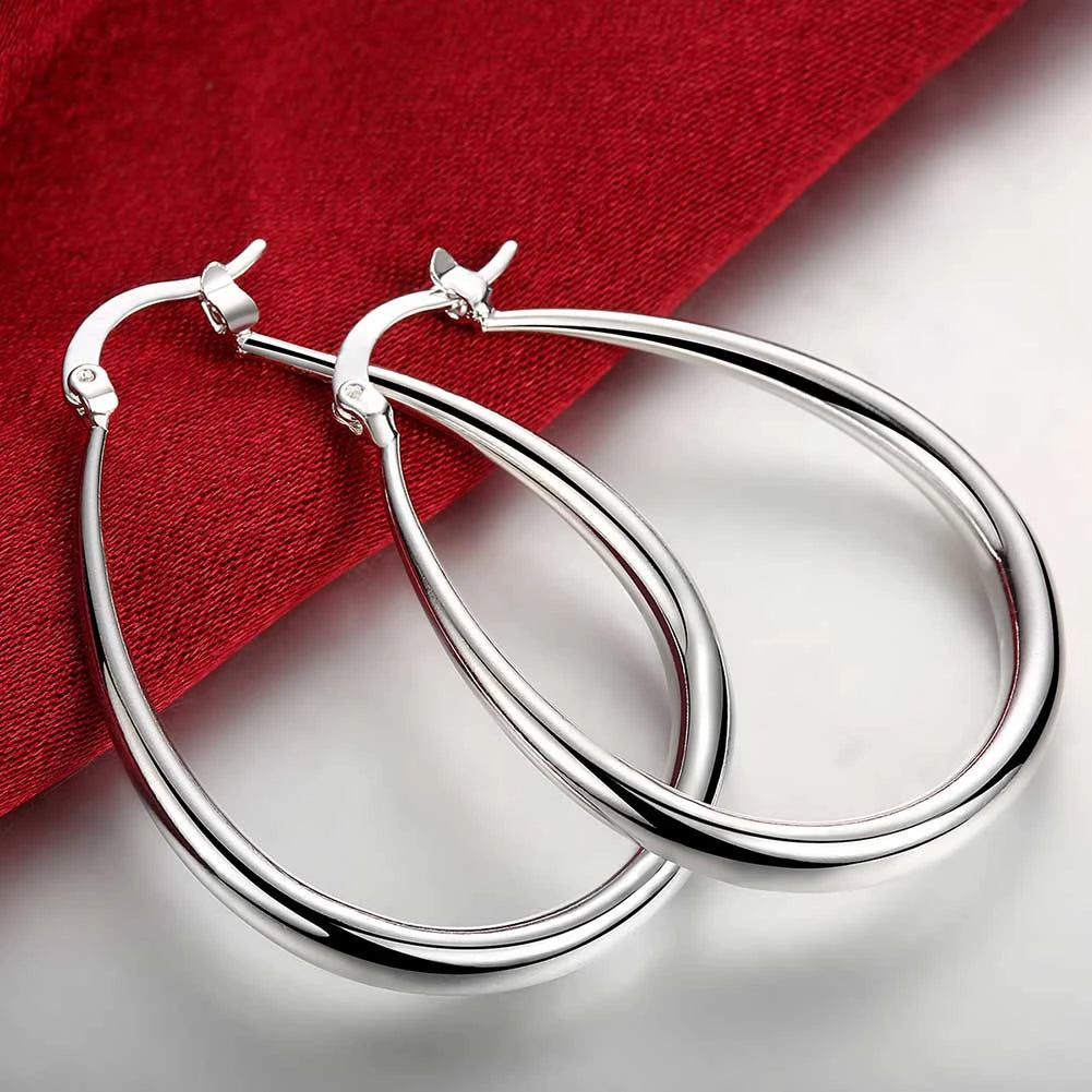 925 Sterling Silver 41mm Big Hoop Earrings