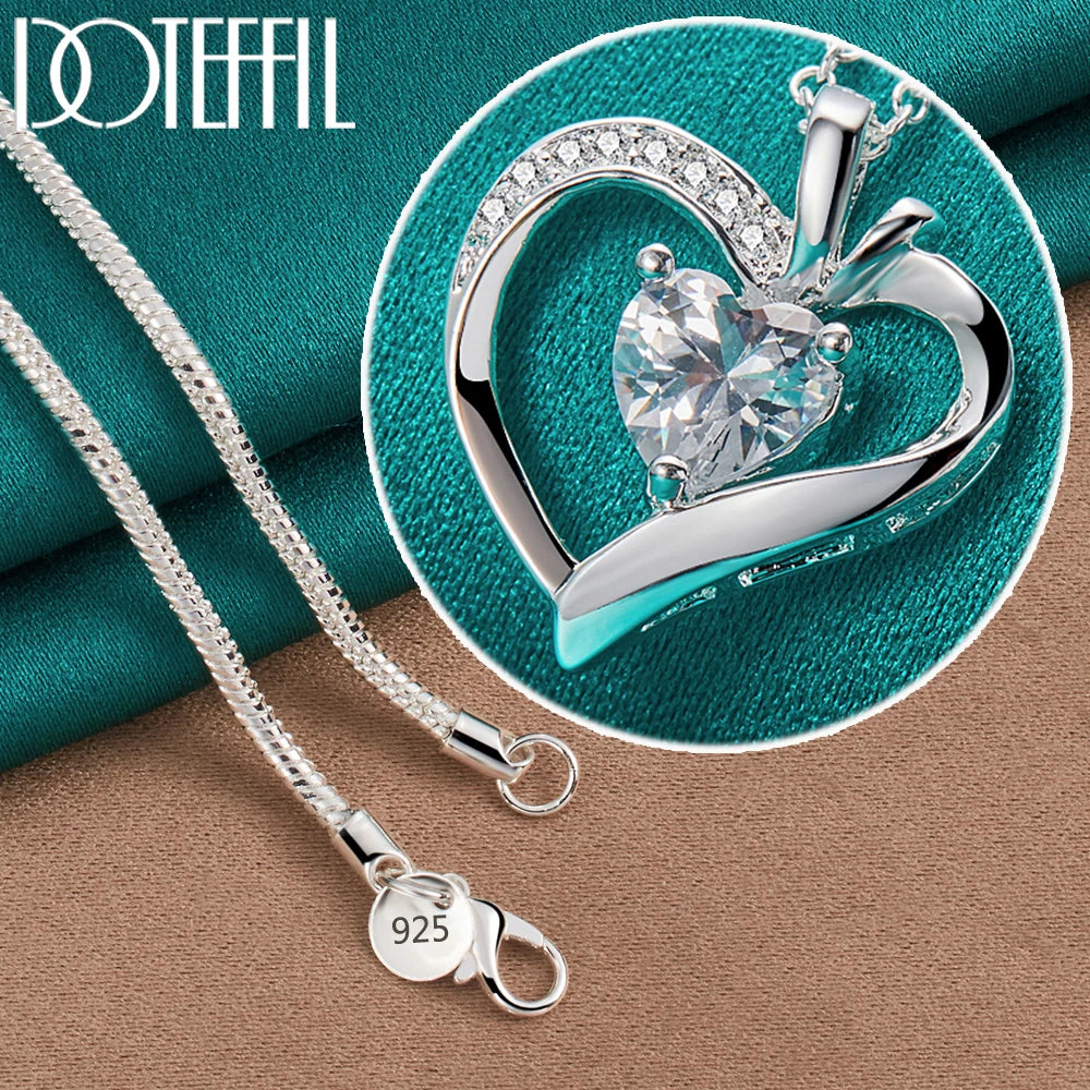 Silver Heart Pendant & Necklace