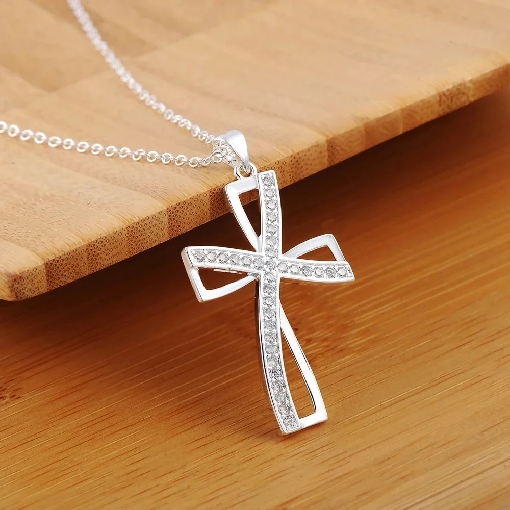 Silver Necklace & Cross Charm