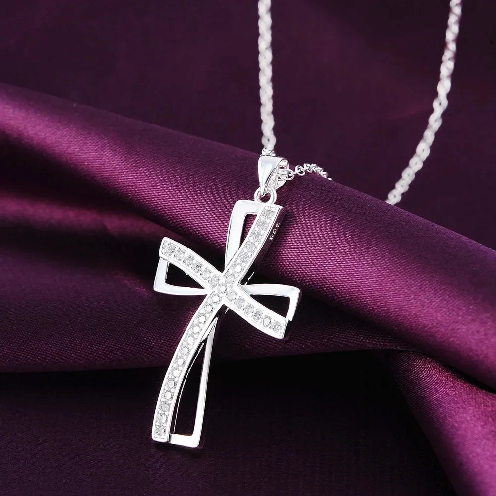 Silver Necklace & Cross Charm