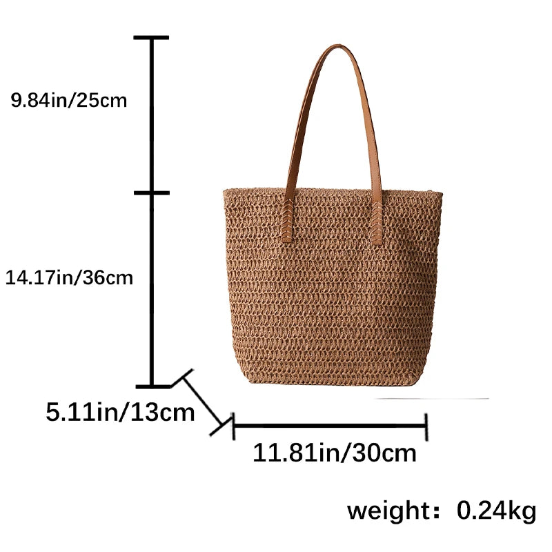 Large Woven Raffia Beach Tote Bag