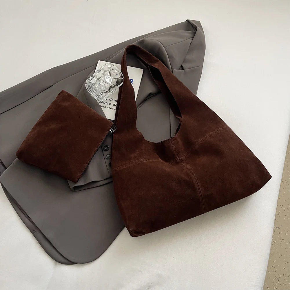 Faux Suede Tote Bag