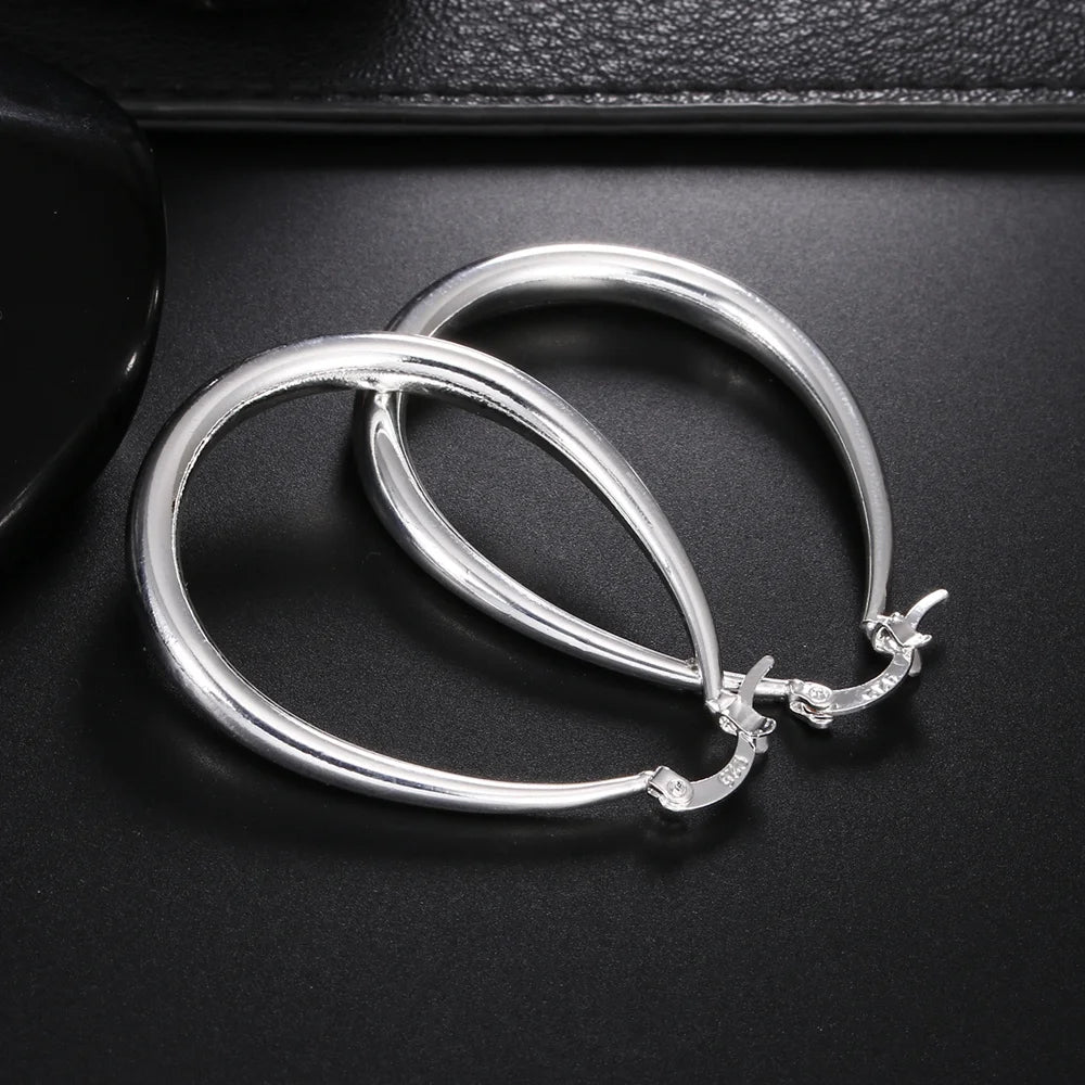 925 Sterling Silver 41mm Big Hoop Earrings