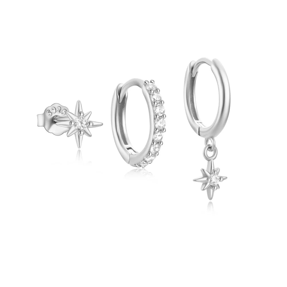 Silver 3-piece Earrings Set