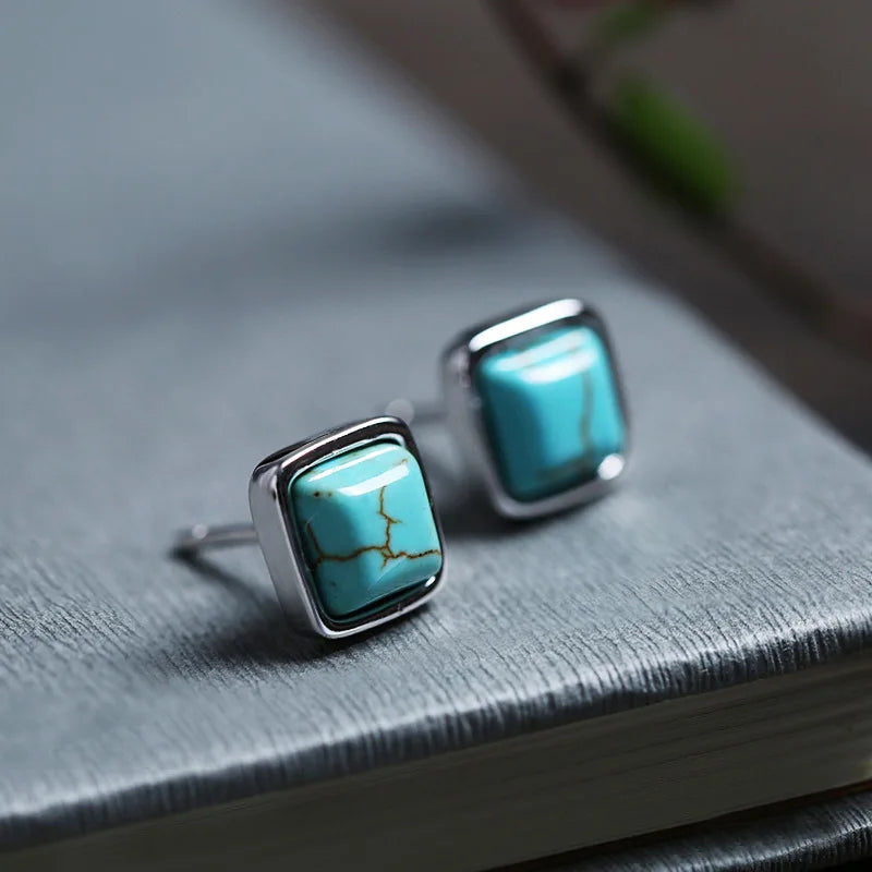 Retro Silver Turquoise Earring