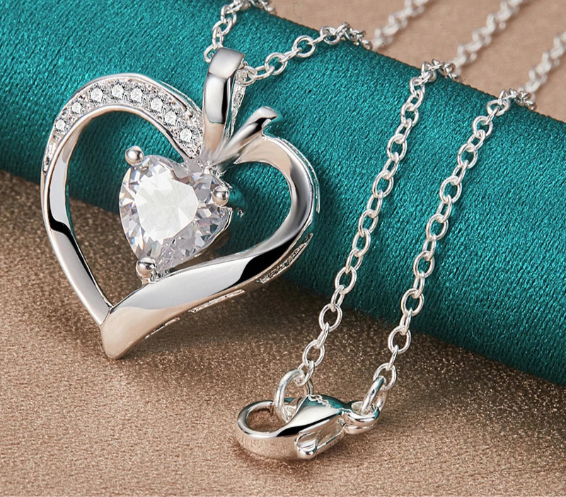 Silver Heart Pendant & Necklace